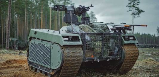 A weaponised version of the THeMIS Unmanned Ground Vehicle