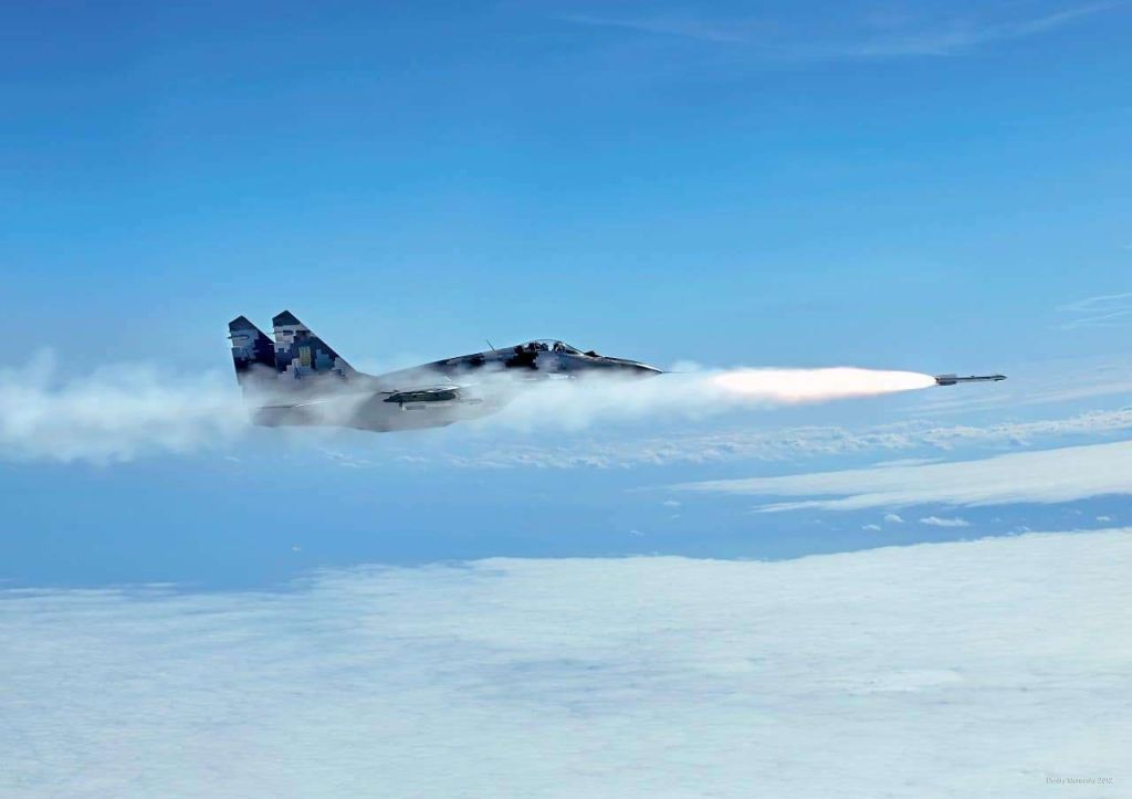 A Ukrainian MiG-29 fighter Firing Air-to-air missile