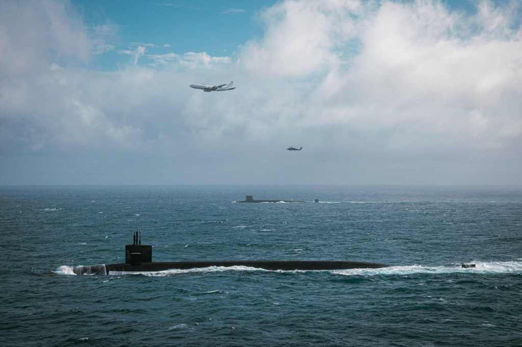 US Navy Ohio-class ballistic missile submarine USS Tennessee and the British Royal Navy Vanguard-class nuclear submarine