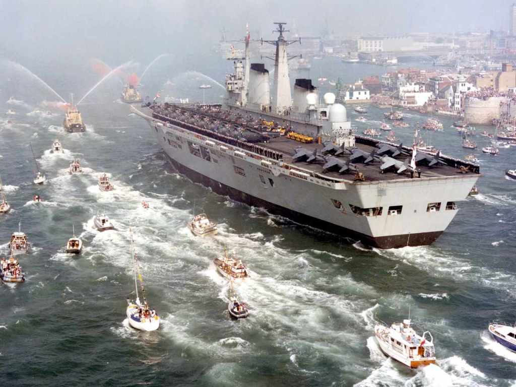 HMS Invincible returned after the Falklands Conflict in 1982