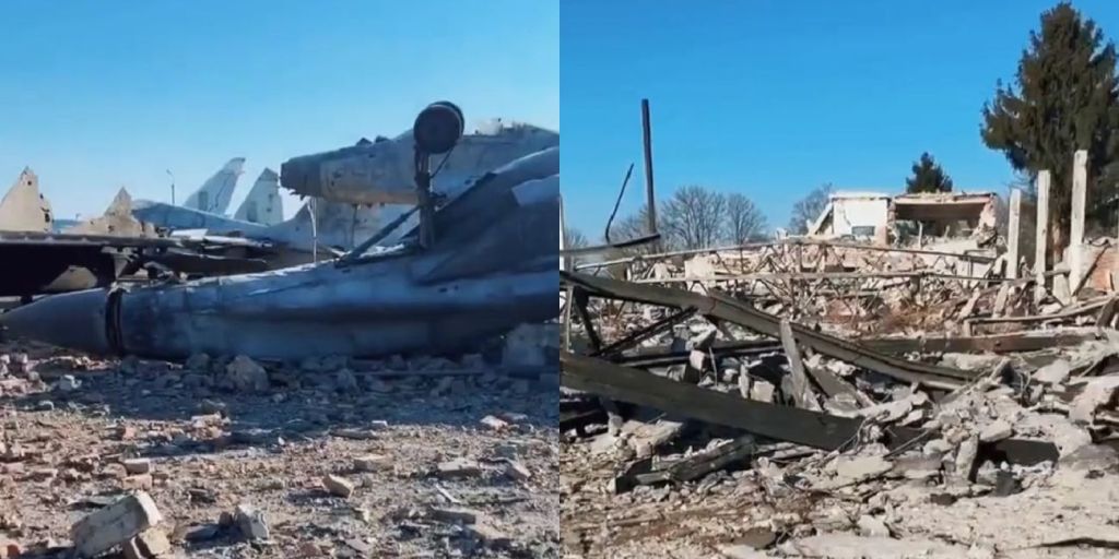 destroyed Ukraine air base
