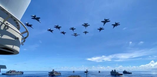 Naval and air assets of the US' INDOPACOM during exercise Valiant Shield 2022