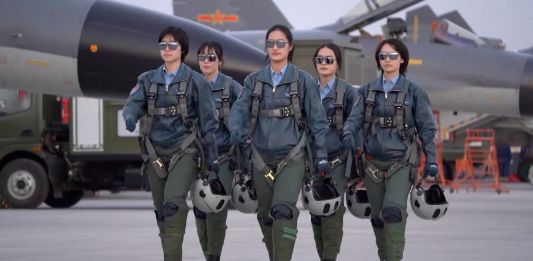 five female J-11B fighter jet trainees