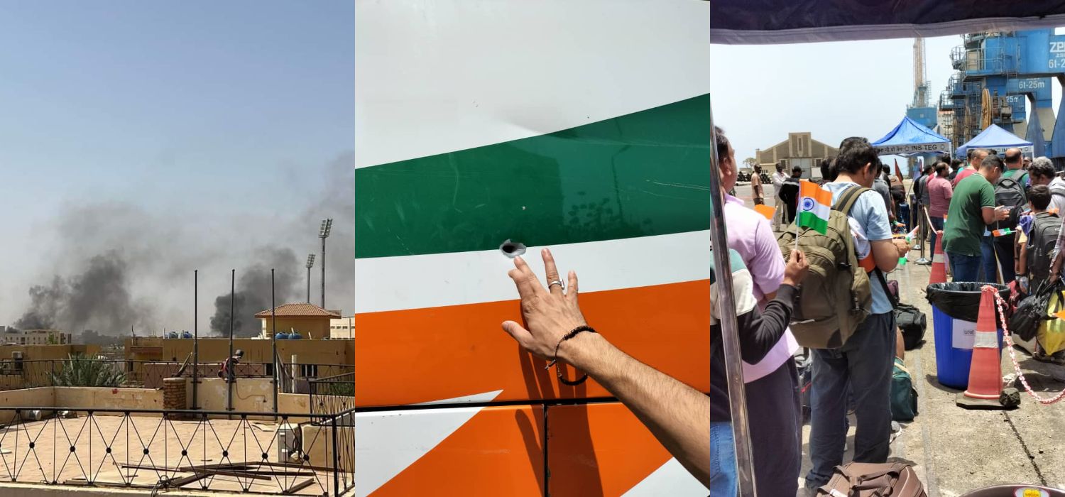 Smoke clouds after explosions;gun fire; and Indians waiting for the rescue/Image Courtesy: Pranav Shankar