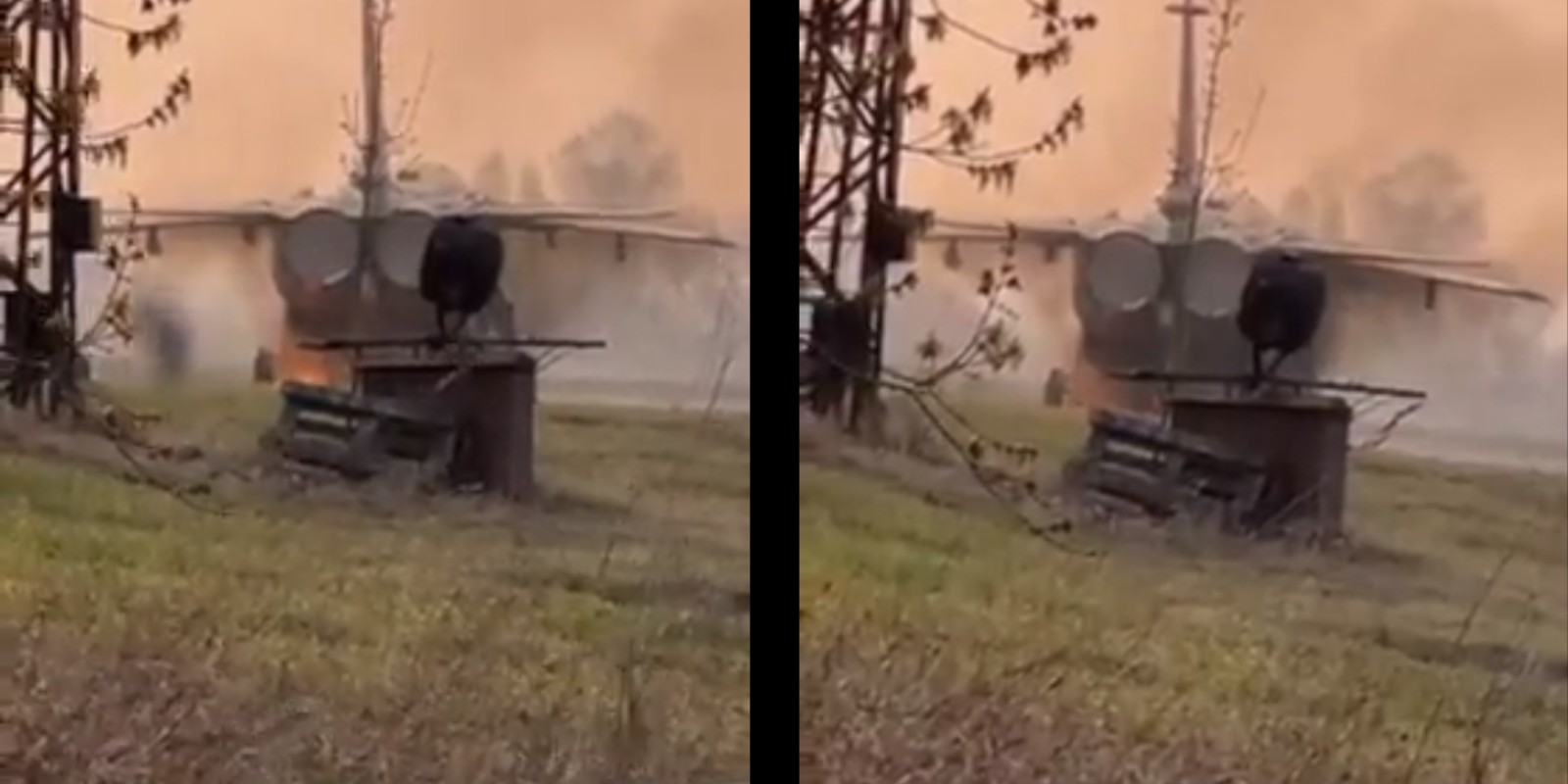 Russia burning plane