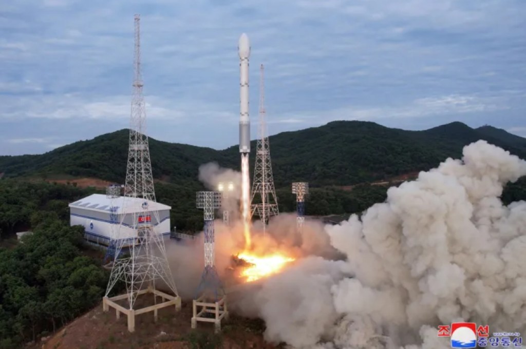 Chollima-1 rocket, carrying a spy satellite, takes off from an undisclosed location in North Korea
