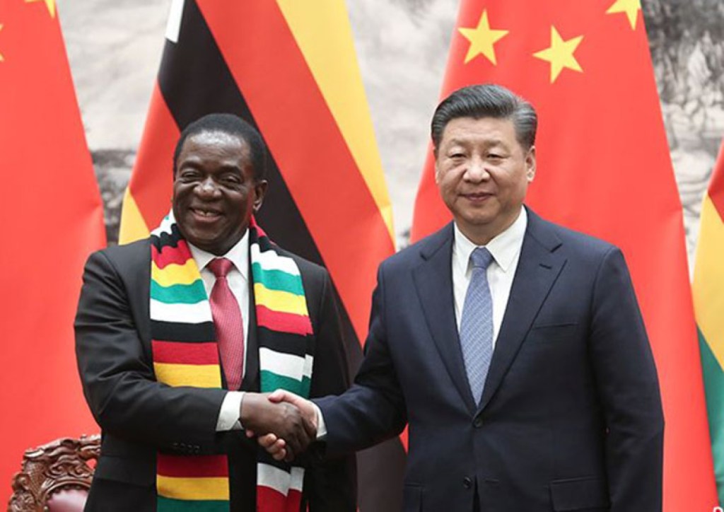 Chinese President Xi Jinping with Zimbabwe's President Emmerson Mnangagwa
