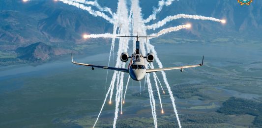 DRDO Netra in flight, deploying flares