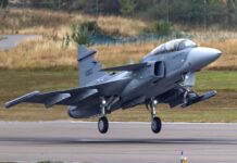 Saab Flies Twin-Seat Gripen F Fighter Jet for First Time With Brazilian Test Pilot in the Rear Seat